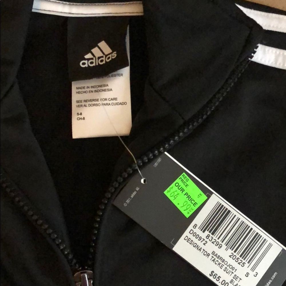 Adidas classic zip up jacket black kids